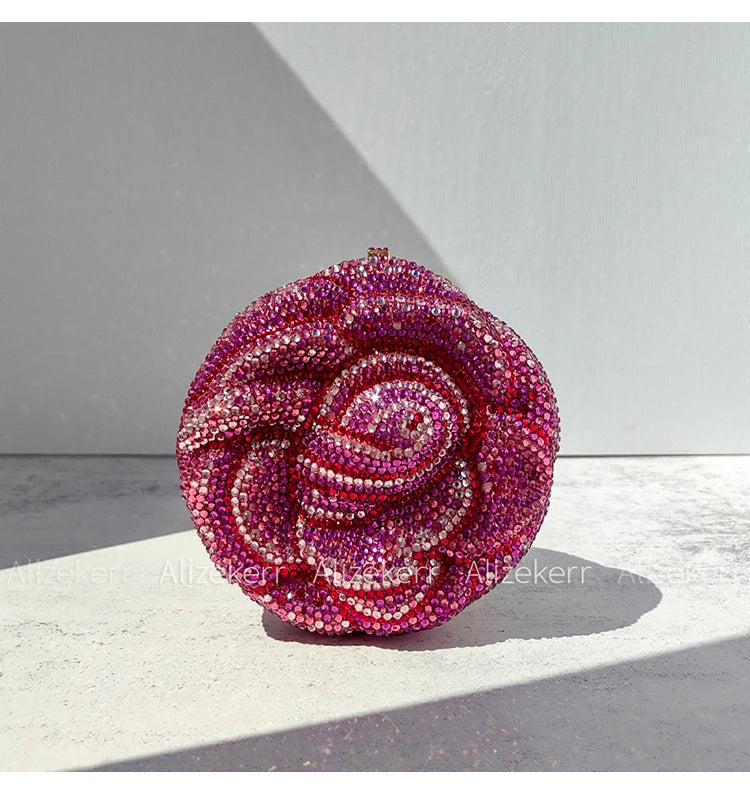 Rose-Shaped Flower Evening Clutch