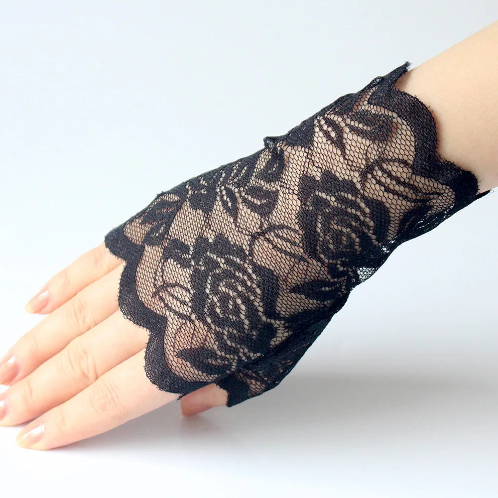 Wedding Women Short Lace Gloves Gothic Fancy Dress Party Fingerless Gloves Summer Outdoor Ladies Driving Sunscreen Gloves
