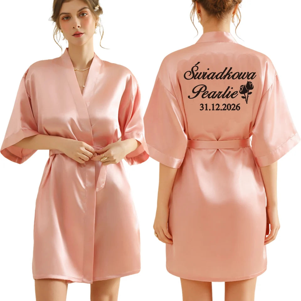 Personalized Text Logo Wedding Bathrobe Bridal Robe Bride Bridesmaid Wedding Robes Woman Bachelorette Hen Party