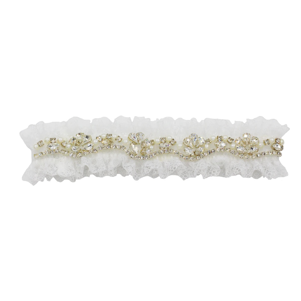 LR038 Exquisite Wedding Bridal Garter Shiny Crystal Pearls Ruffled Brides Bridesmaid Handmade Leg Ring Ladies Sexy Small Gifts