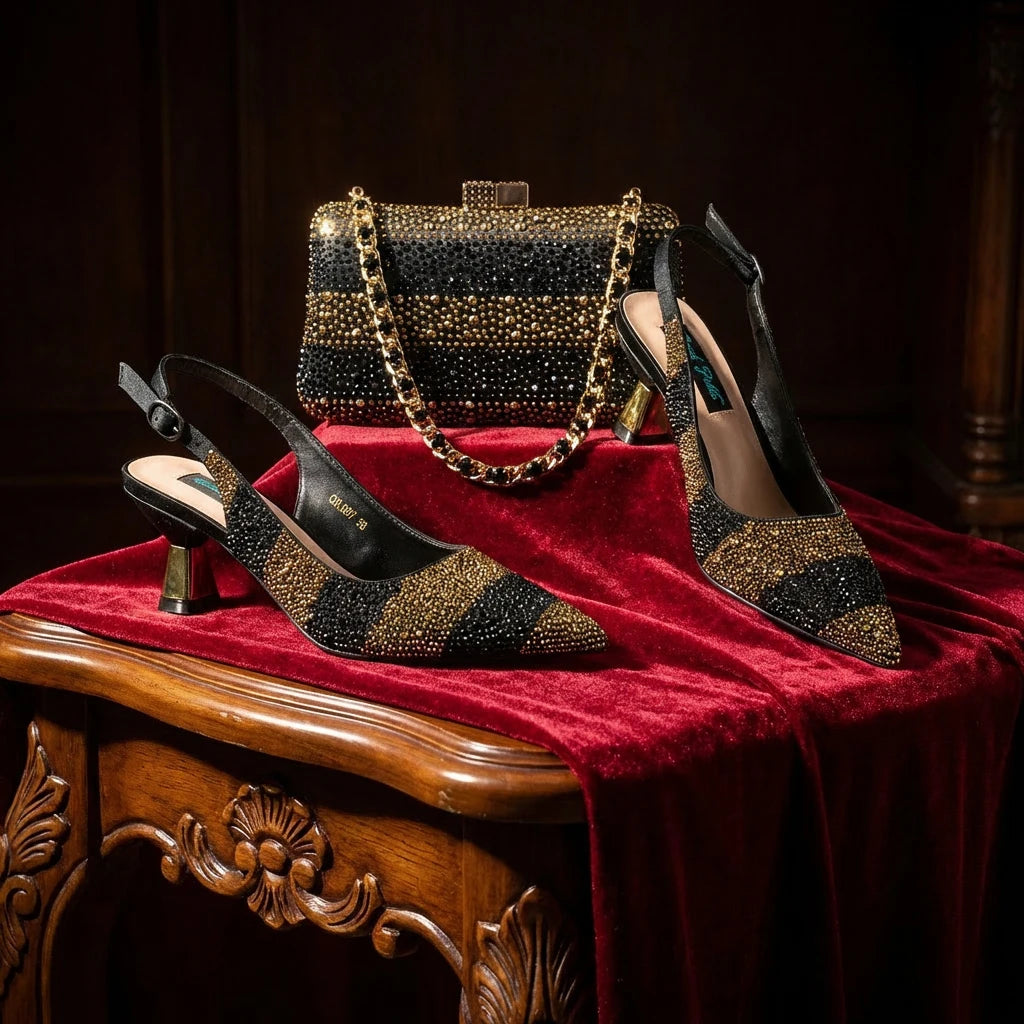 Rhinestone Shoe & Bag Set