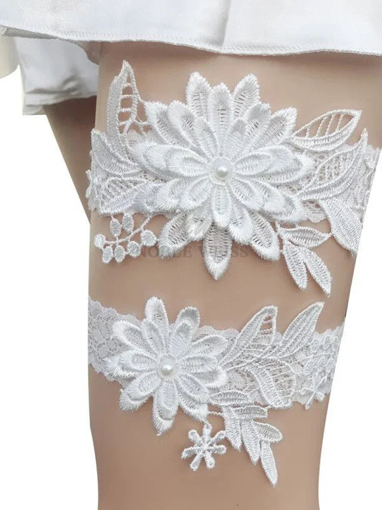 2pcs Wedding Garter  Embroidery Floral Sexy Garters Women/Female/Bride Thigh Ring Bridal Lace Leg Ring Loop Customized