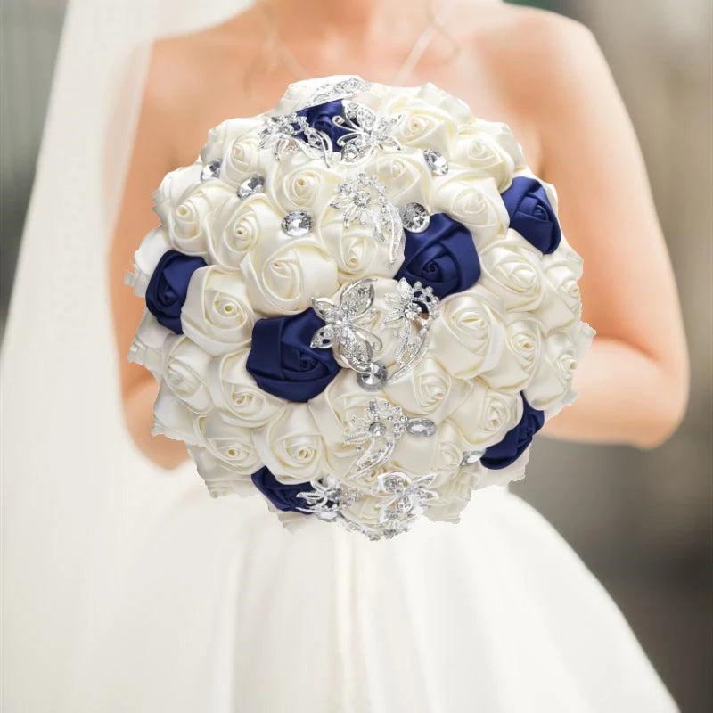 Navy Champagne Wedding Bouquet Flowers