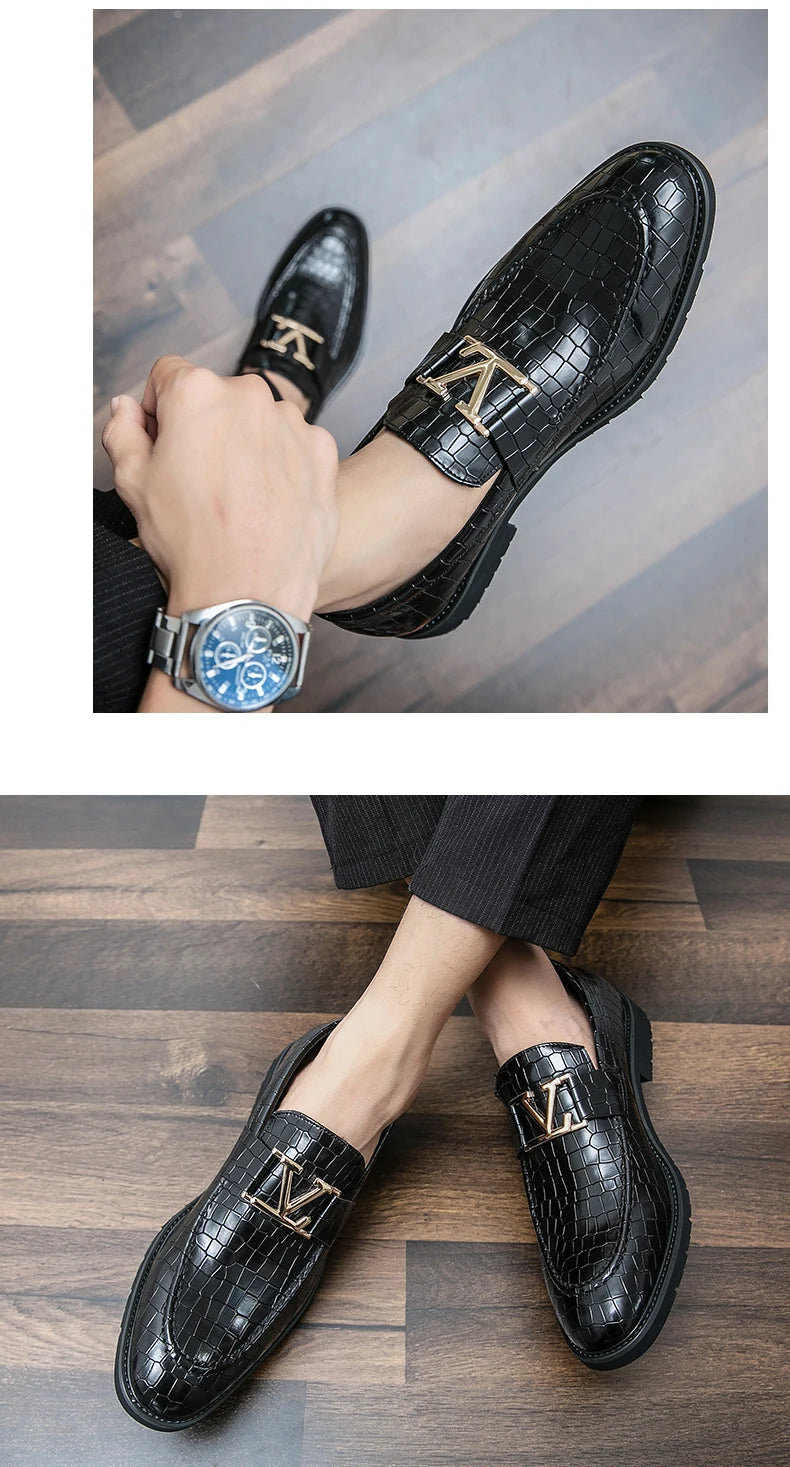 Four Seasons Men's High-end Business Formal Leather Shoes British Style Casual Fashion Texture Cover Green Size 38-47