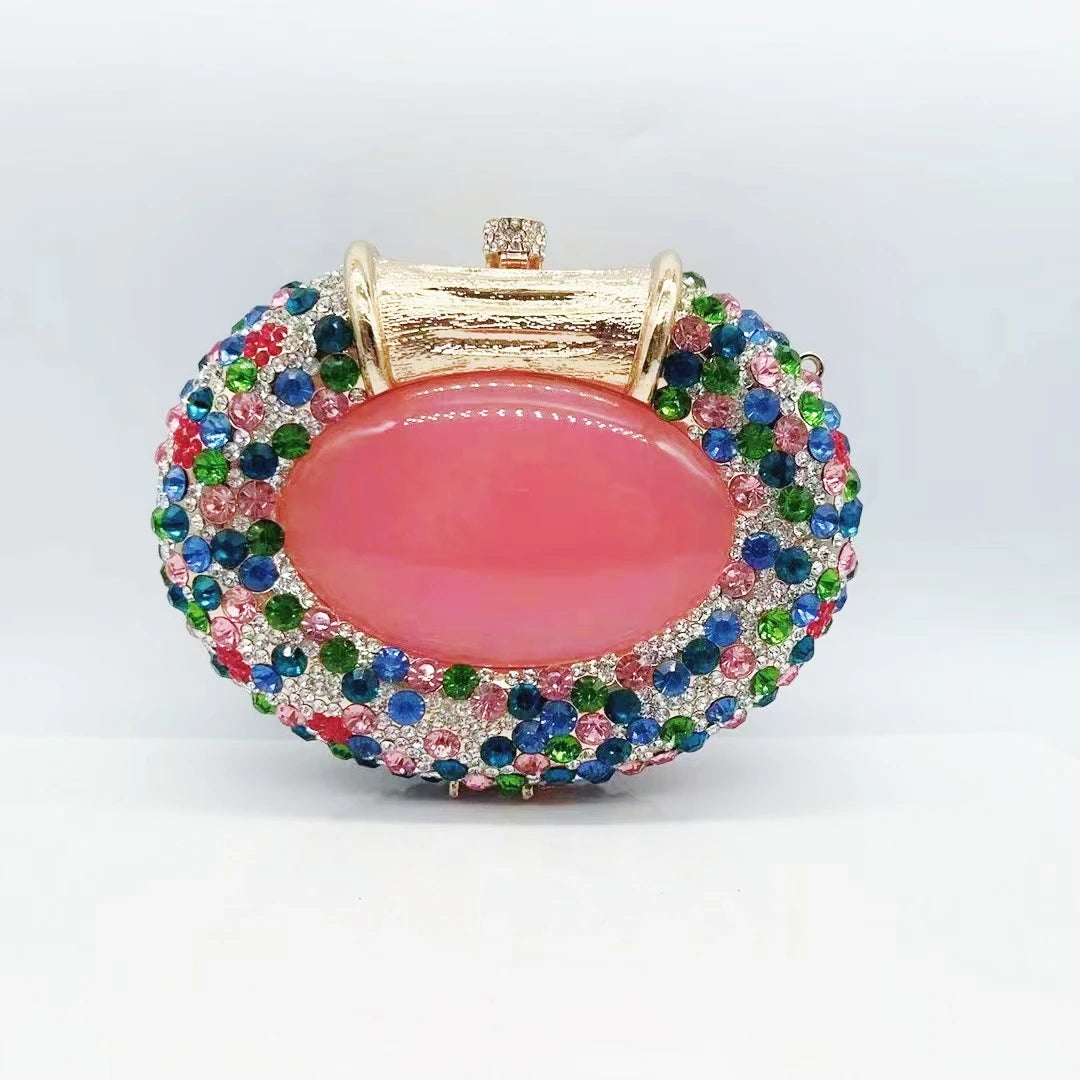Oval Crystal Bridal Clutch