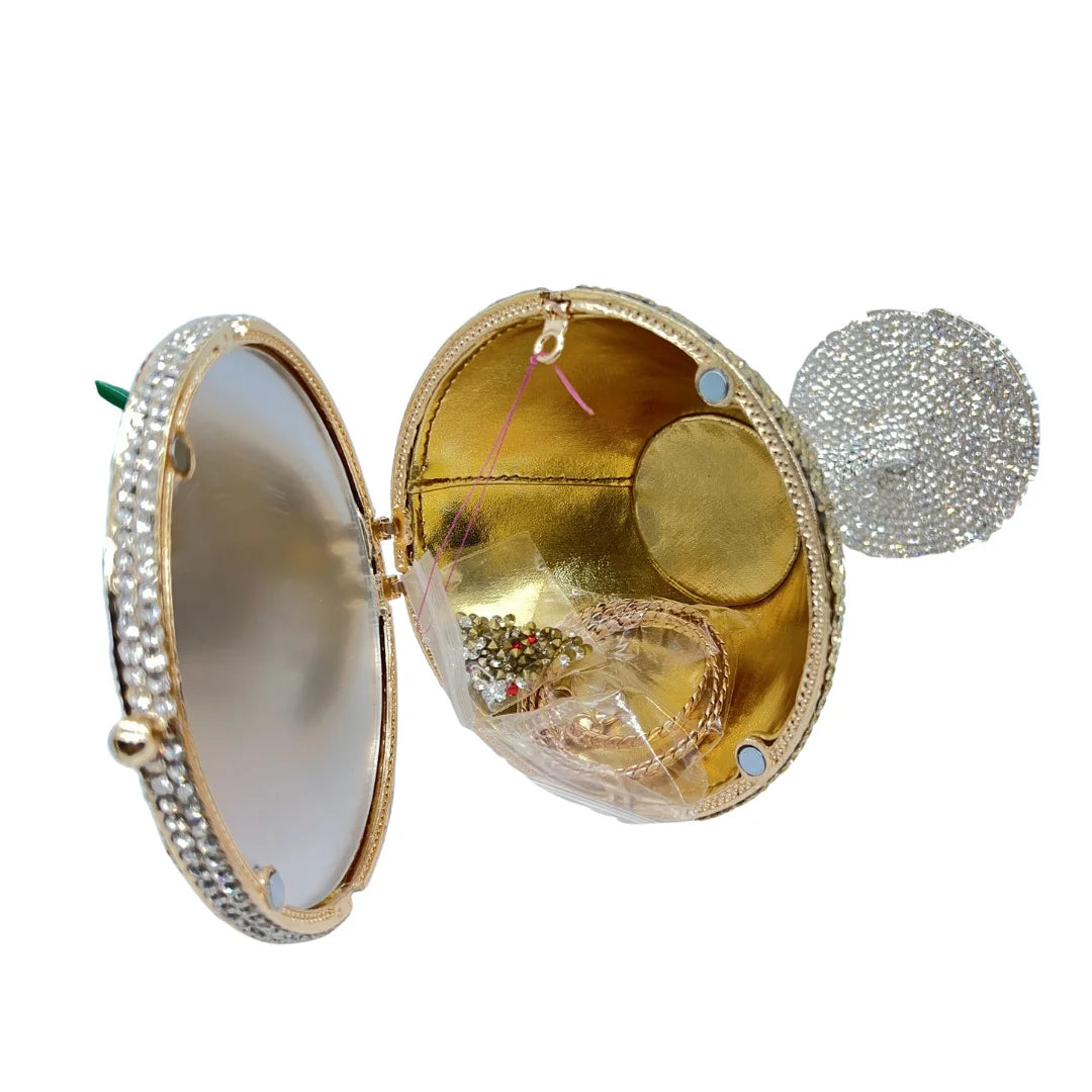 XIYUAN Cherry Martini Gold Rhinestone Evening Cocktail Party Handbag Women Luxury Bling Crystals Wedding Bridal Clutch Purses