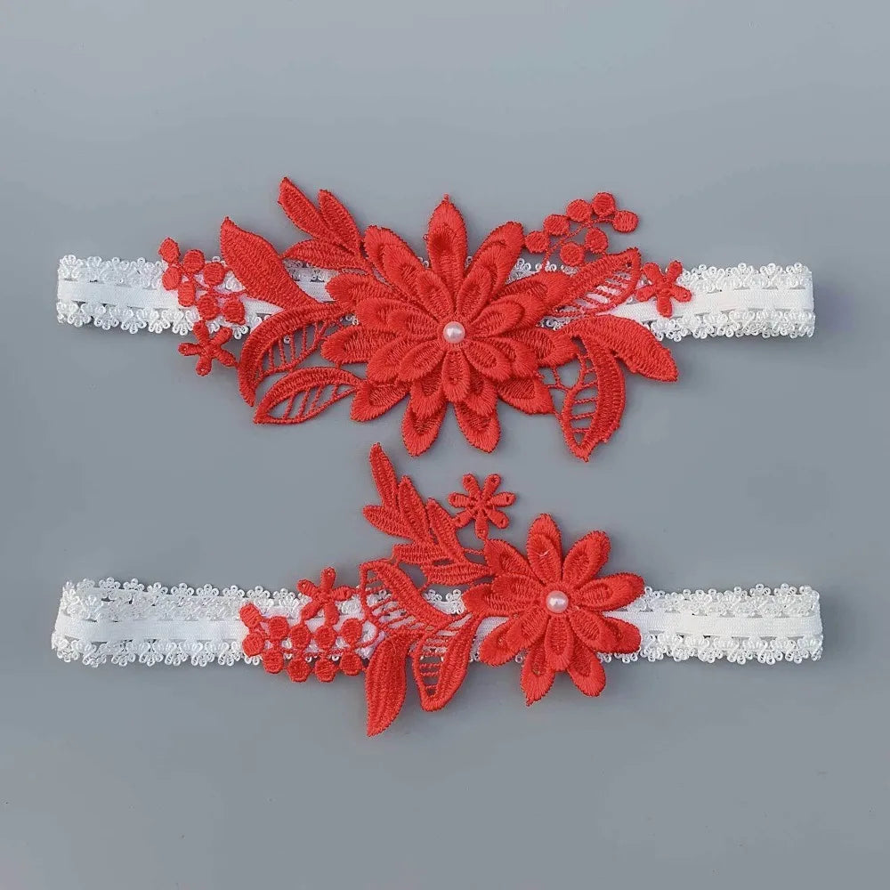Fashion Polyester Wedding Garter Lace Embroidery Floral Bridal Thigh Ring Leg Ring Bridal