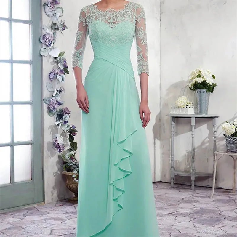 A-Line Chiffon Mother of the Bride Dress with Pleated Back - Luzilly Bridal & Apparel