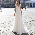 A Series Chiffon Wedding Dress V-neck Long Sleeve - Luzilly Bridal & Apparel