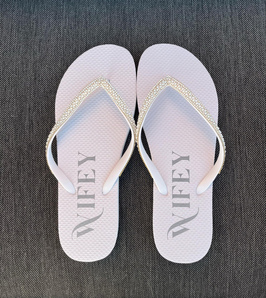 Bride or Wifey Rhinestone Flip-Flops