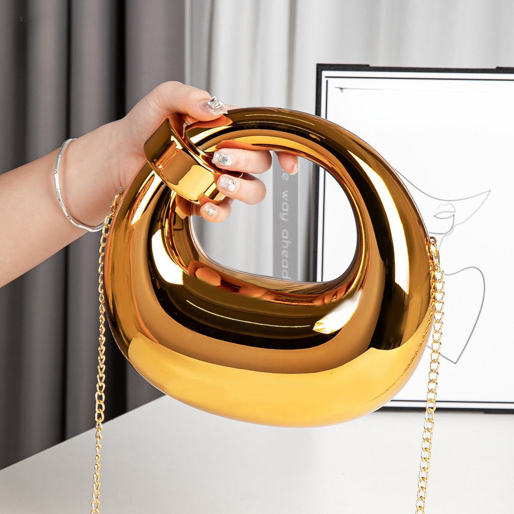 Acrylic gold box, goose egg shaped party purse, cloud shell evening clutch purse, messenger bag, clutch purse party, prom bag, party purse, prom bags clutch, Wedding purse - Luzilly Bridal & Apparel