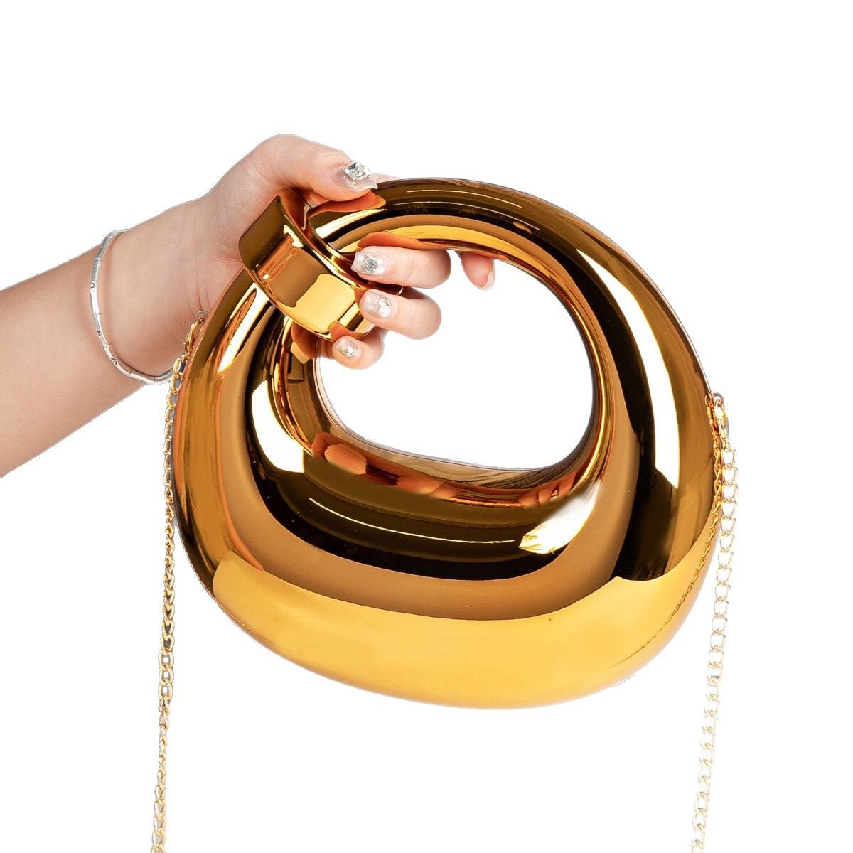 Acrylic gold box, goose egg shaped party purse, cloud shell evening clutch purse, messenger bag, clutch purse party, prom bag, party purse, prom bags clutch, Wedding purse - Luzilly Bridal & Apparel
