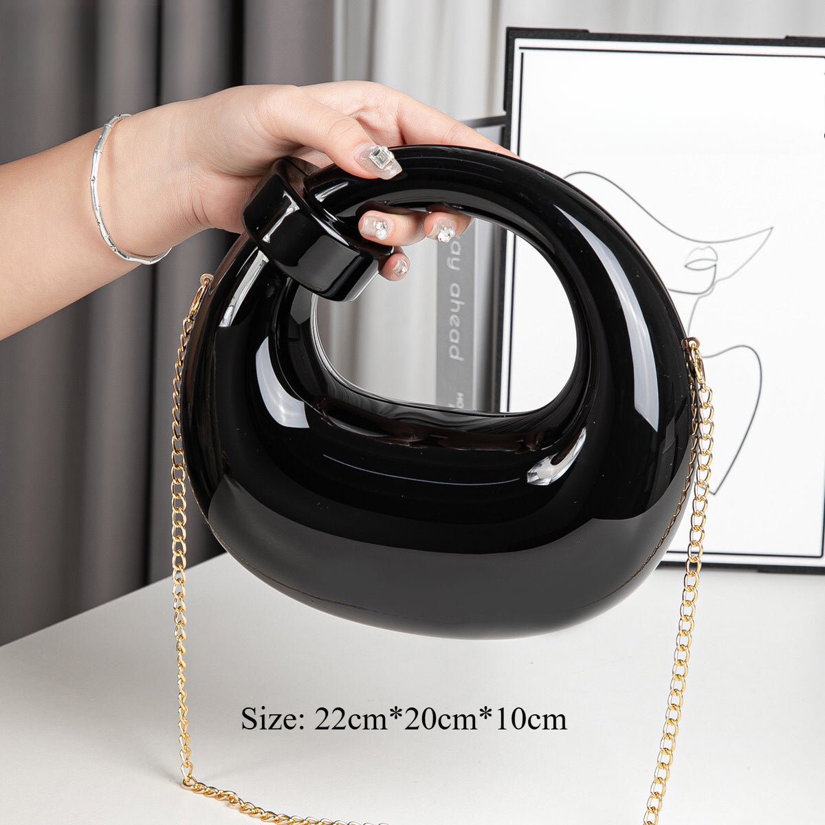 Acrylic gold box, goose egg shaped party purse, cloud shell evening clutch purse, messenger bag, clutch purse party, prom bag, party purse, prom bags clutch, Wedding purse - Luzilly Bridal & Apparel