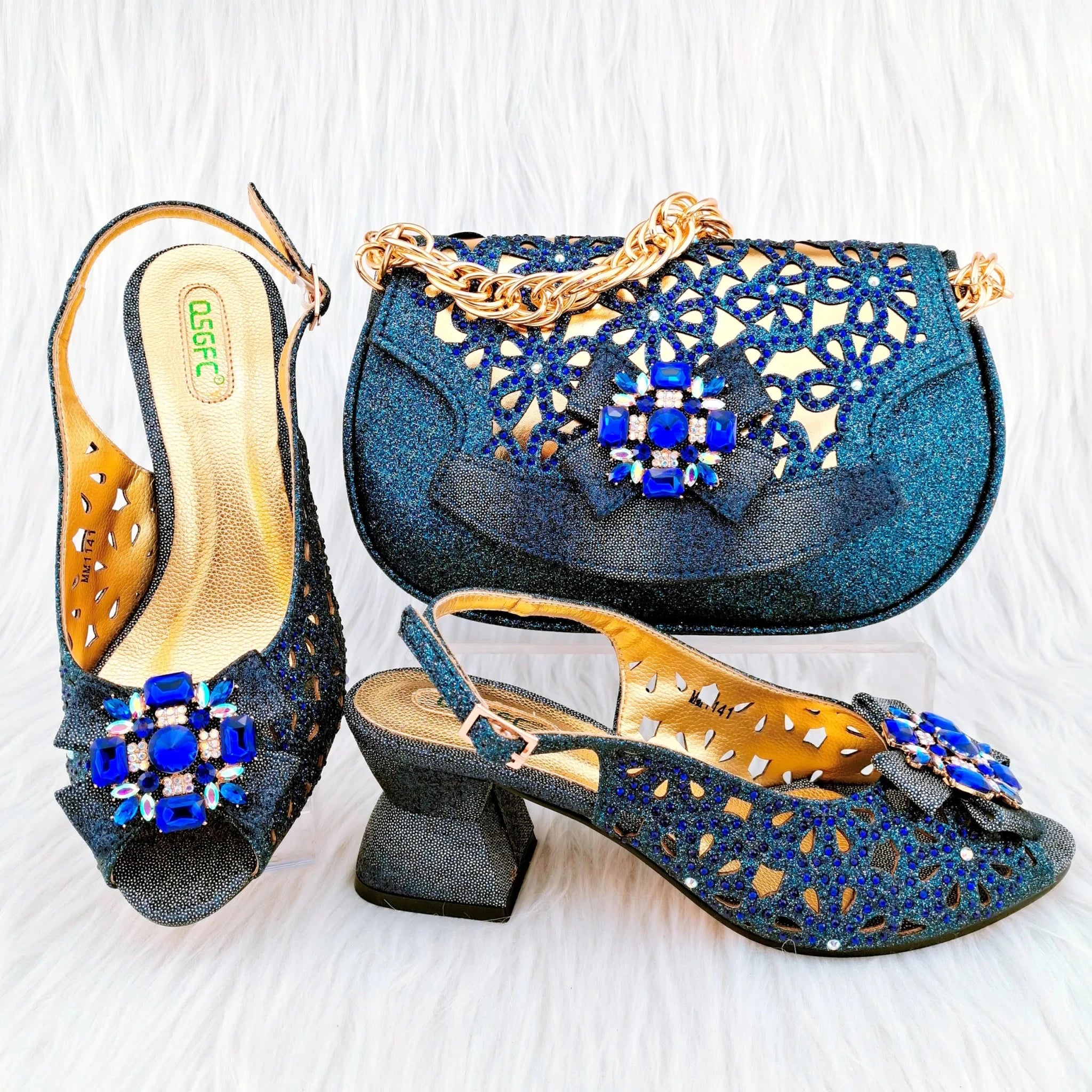 African Wedding Shoes and Bag Set HGY1-46 - Luzilly Bridal & Apparel
