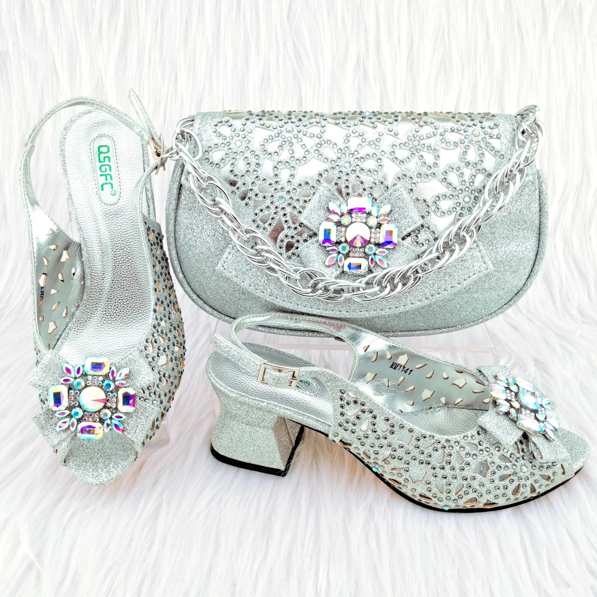 African Wedding Shoes and Bag Set HGY1-46 - Luzilly Bridal & Apparel