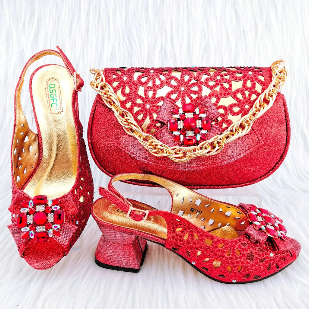 African Wedding Shoes and Bag Set HGY1-46 - Luzilly Bridal & Apparel