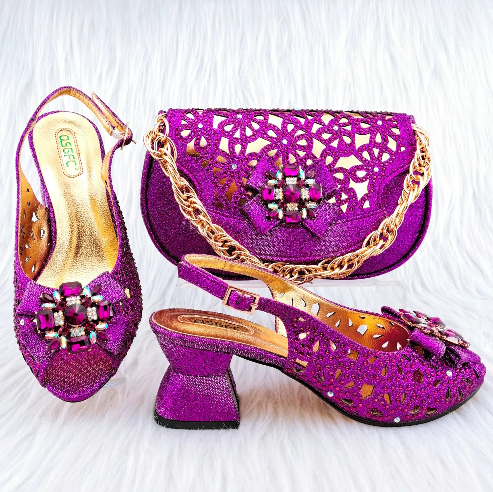 African Wedding Shoes and Bag Set HGY1-46 - Luzilly Bridal & Apparel