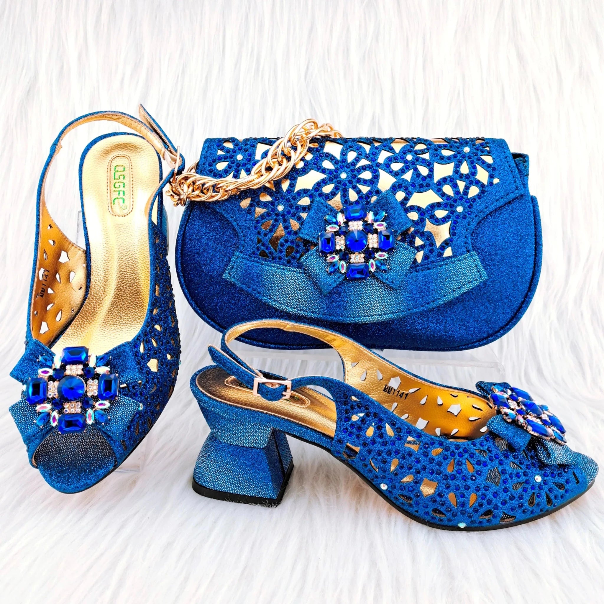 African Wedding Shoes and Bag Set HGY1-46 - Luzilly Bridal & Apparel