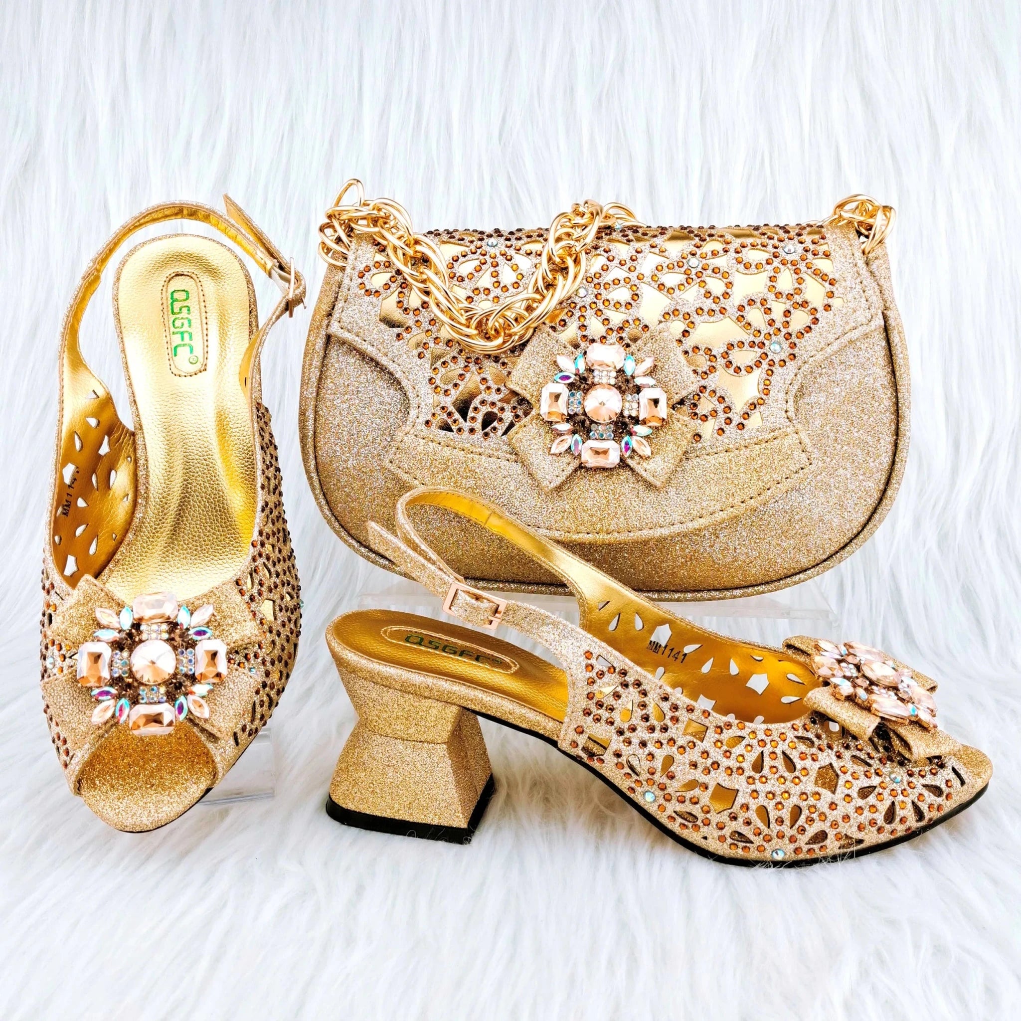 African Wedding Shoes and Bag Set HGY1-46 - Luzilly Bridal & Apparel