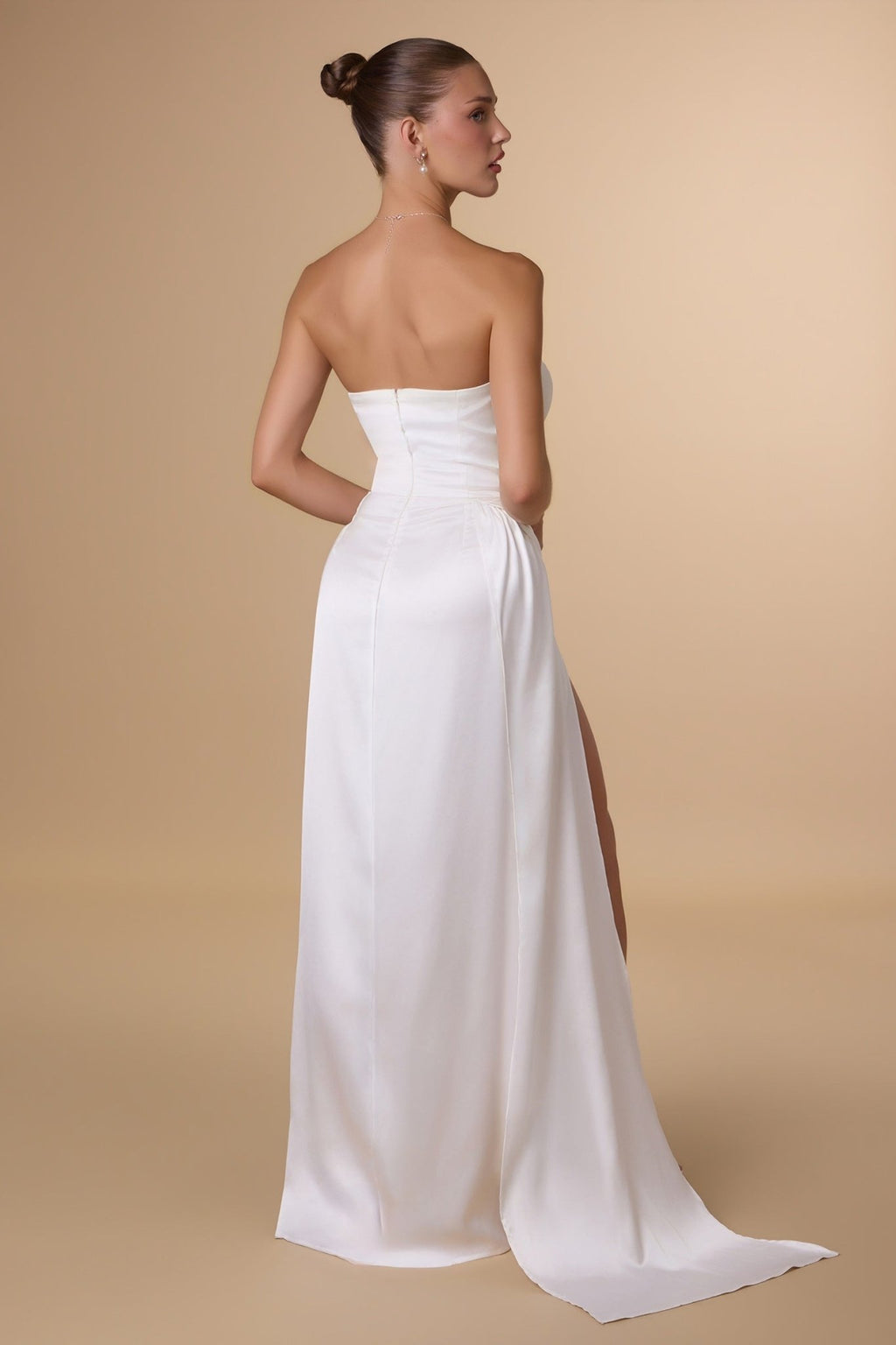 Amoris T215W Strapless Satin Side-Sash Wedding Dress - Luzilly Bridal & Apparel