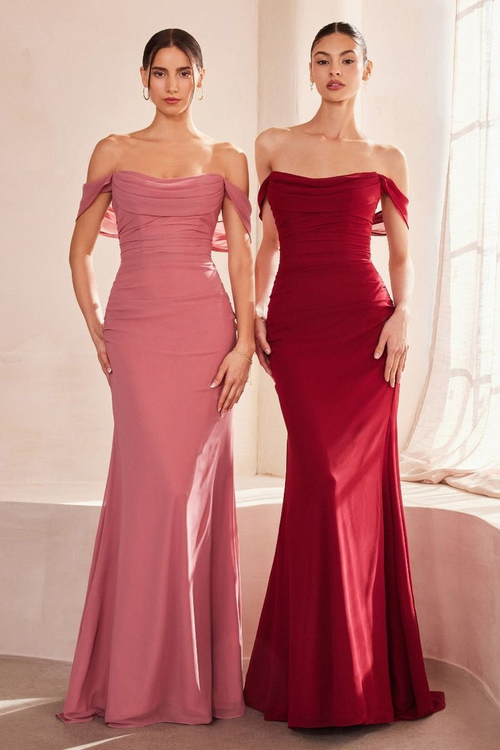 Amoris T705 Off Shoulder Fitted Bridesmaid Gown - Luzilly Bridal & Apparel