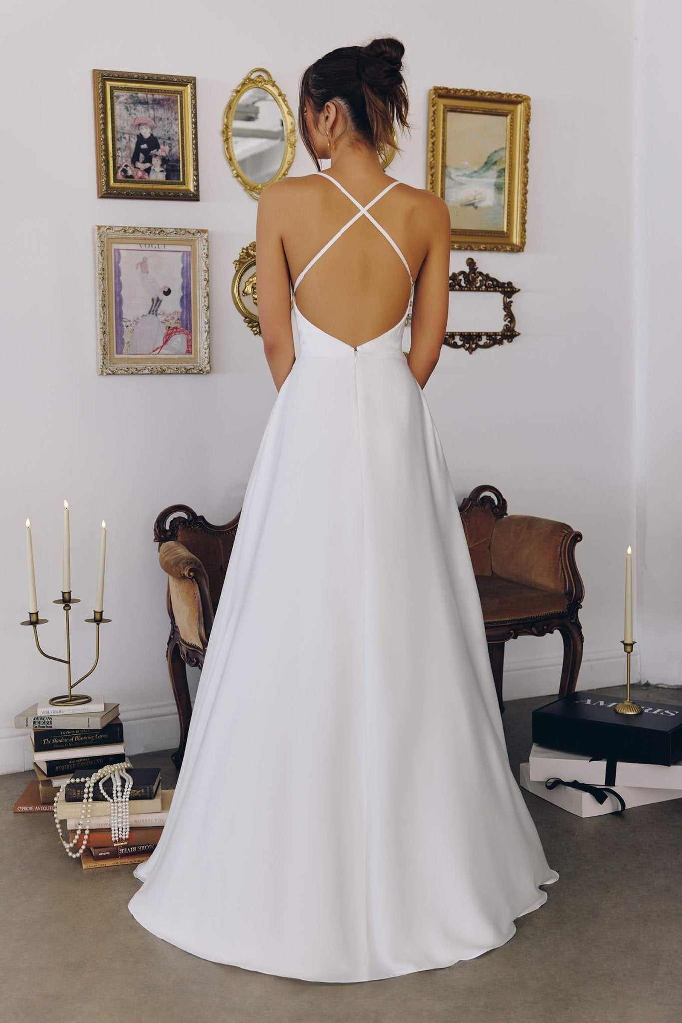 Amoris T714W A-Line Spaghetti Strap Wedding Dress - Luzilly Bridal & Apparel