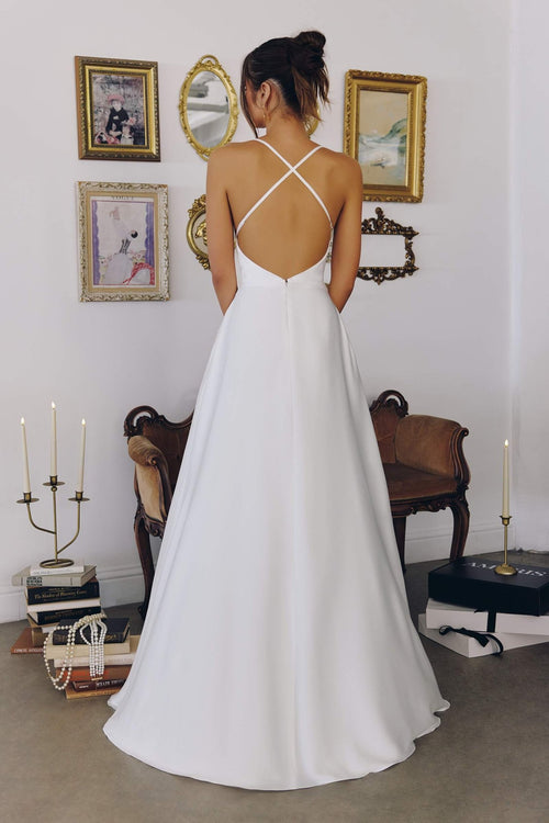 Amoris T714W A-Line Spaghetti Strap Wedding Dress - Luzilly Bridal & Apparel