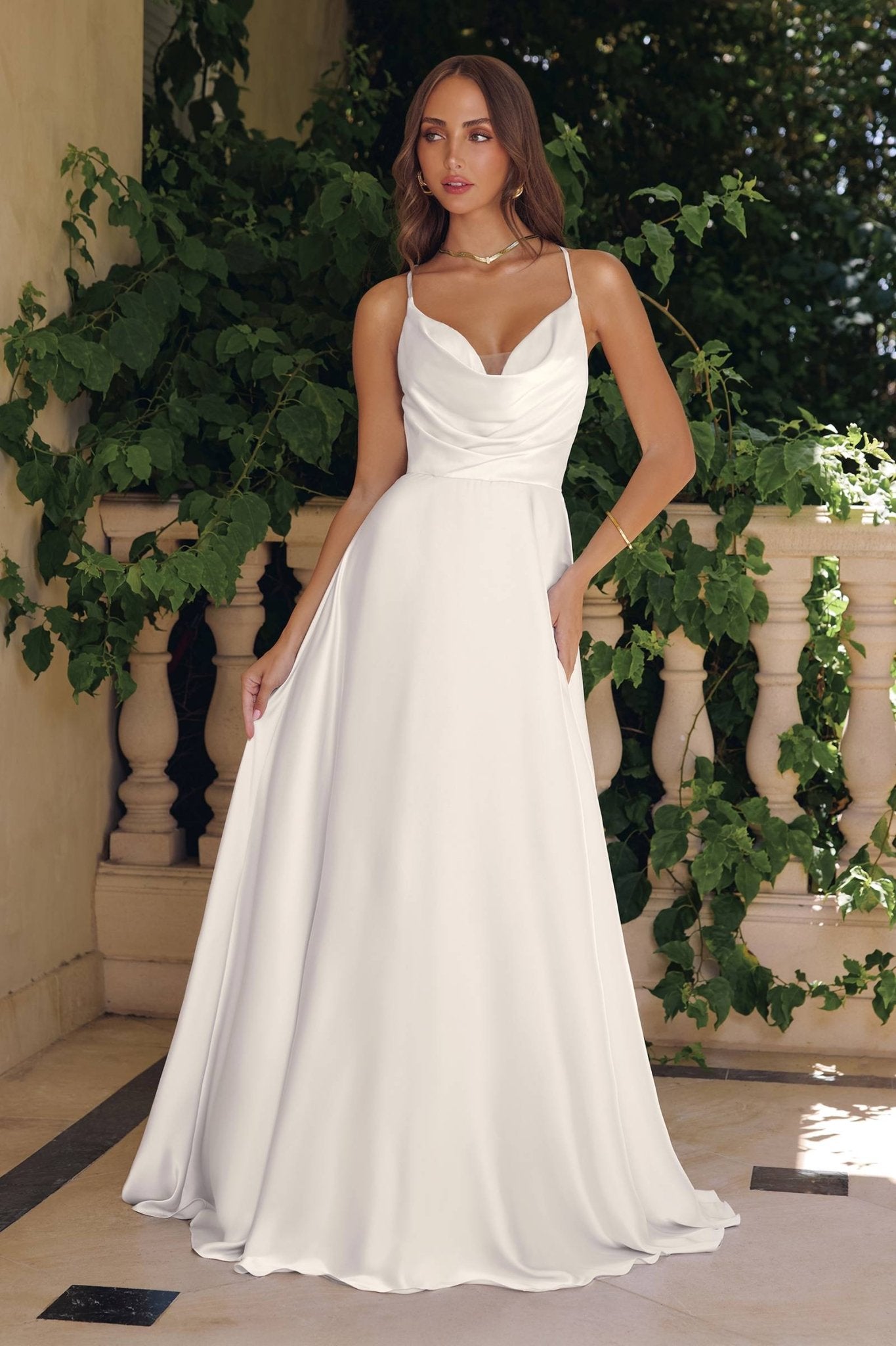 Amoris T714W A-Line Spaghetti Strap Wedding Dress - Luzilly Bridal & Apparel