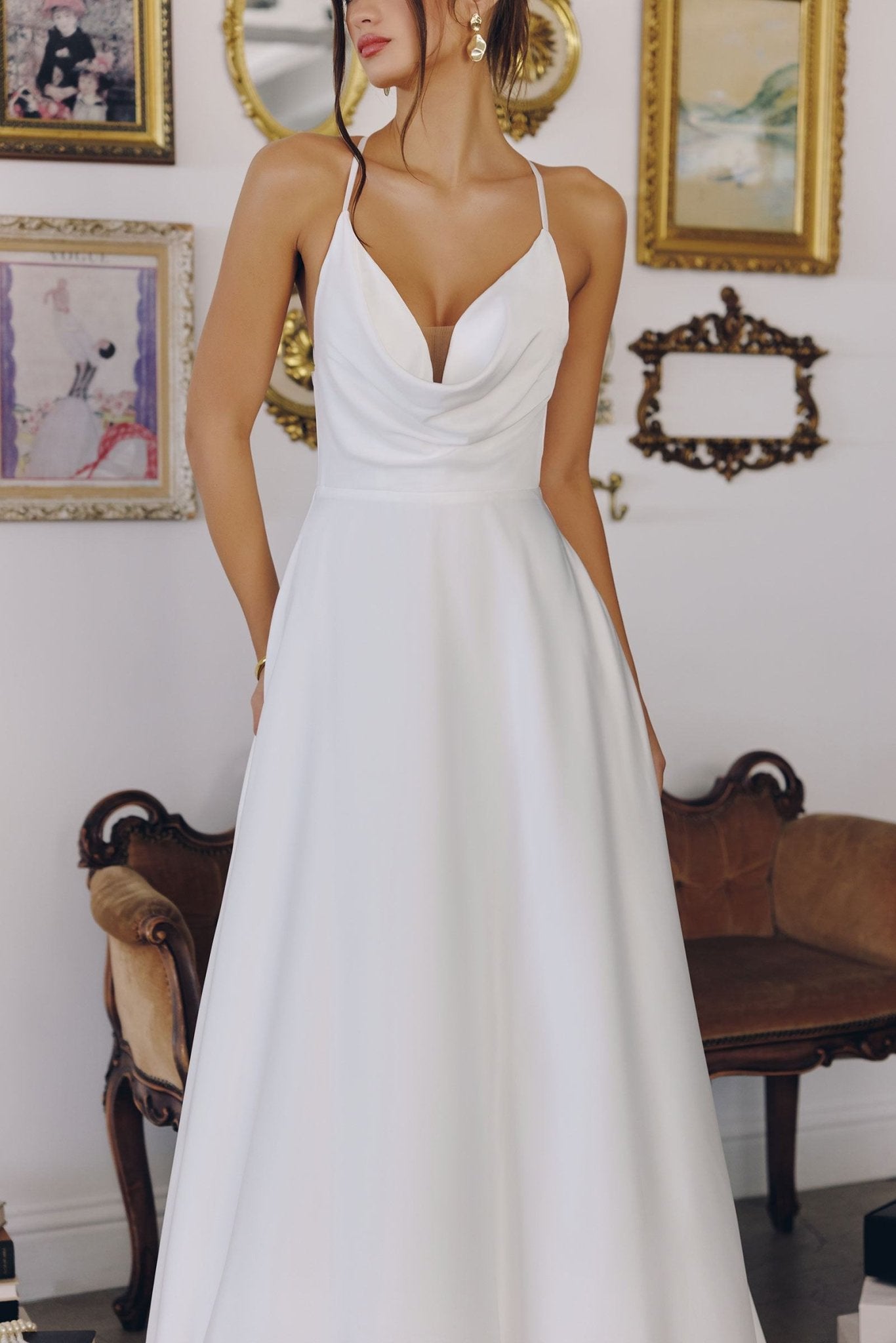 Amoris T714W A-Line Spaghetti Strap Wedding Dress - Luzilly Bridal & Apparel
