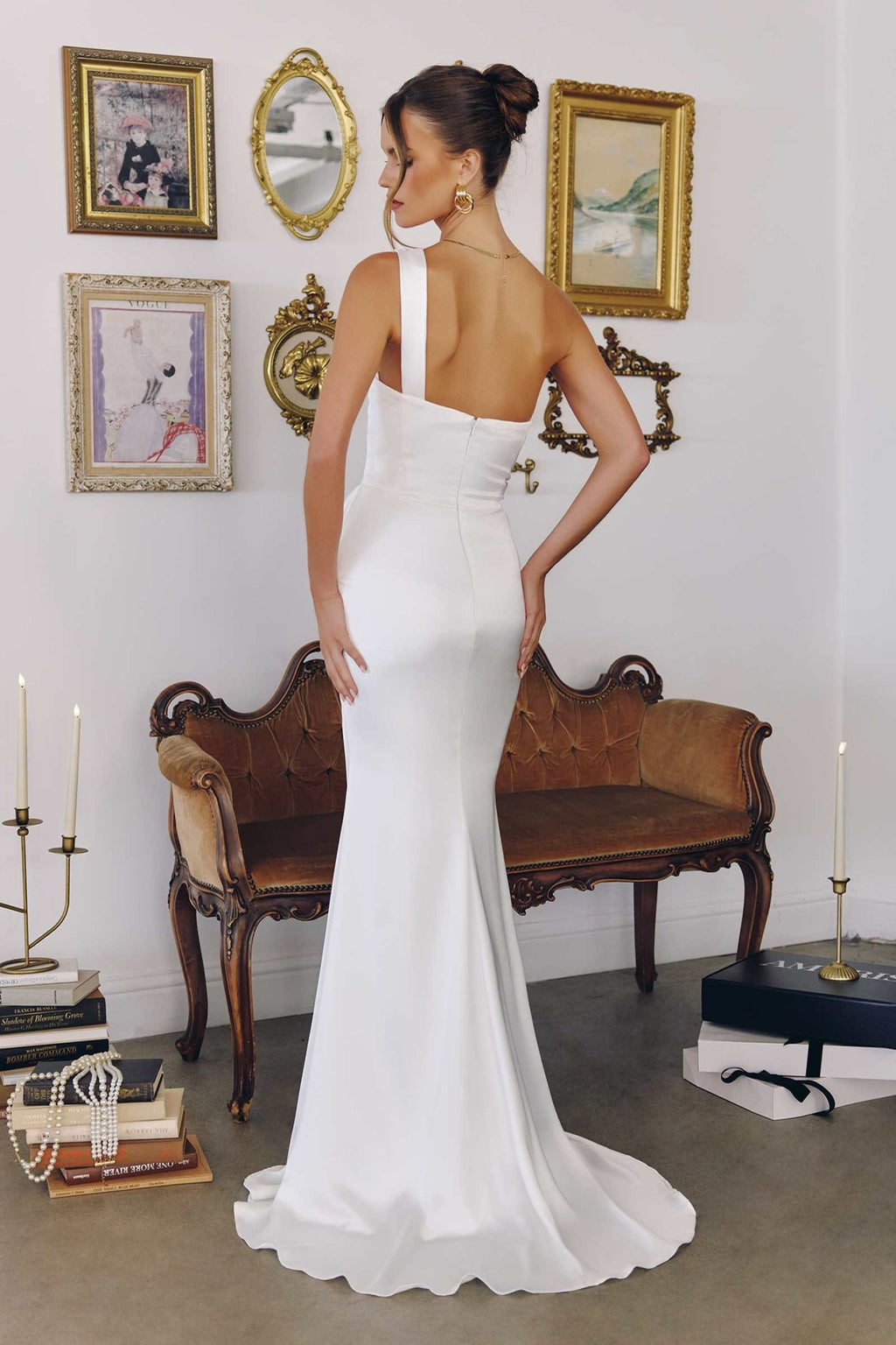 Amoris T727W One Shoulder Fitted Stretch Satin Mermaid Bridal Dress - Luzilly Bridal & Apparel
