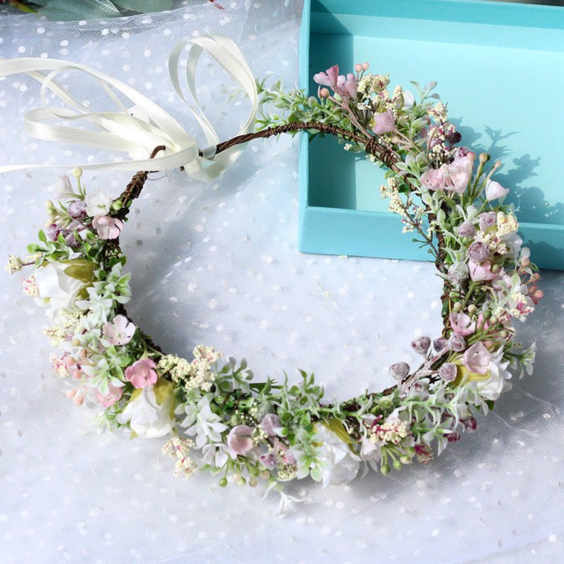 Ancient style girl Hanfu headwear simulation full sky star small floral headband forest princess bridal wreath - Luzilly Bridal & Apparel
