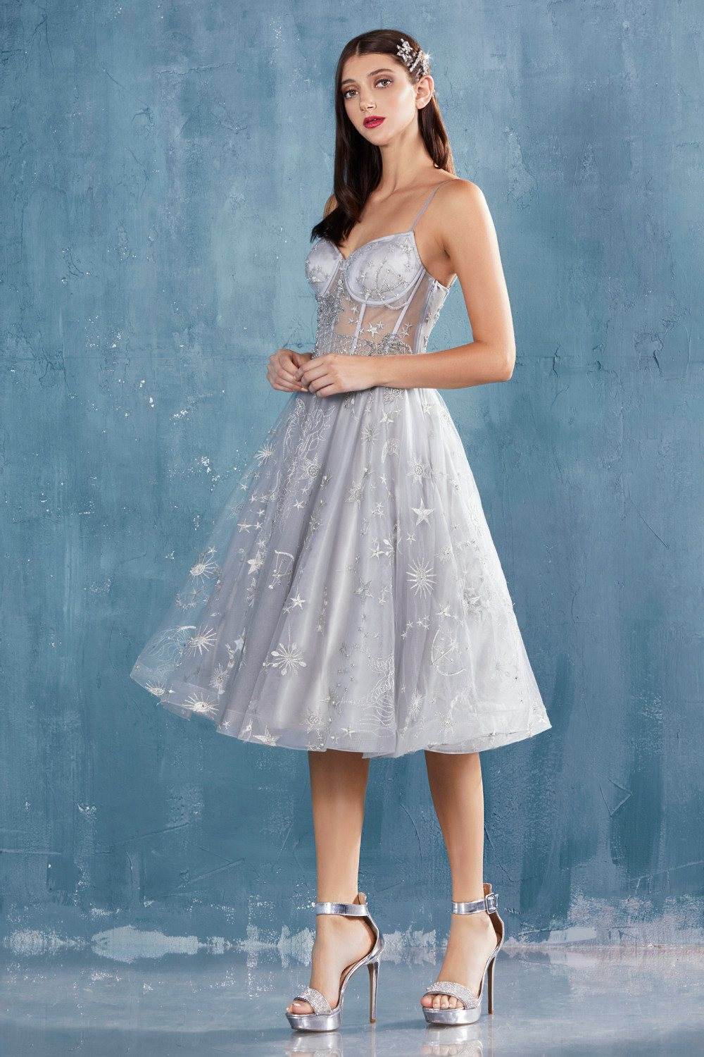 Andrea & Leo A0823 Illusion Bodice Short Prom Dress with Corset Back - Luzilly Bridal & Apparel