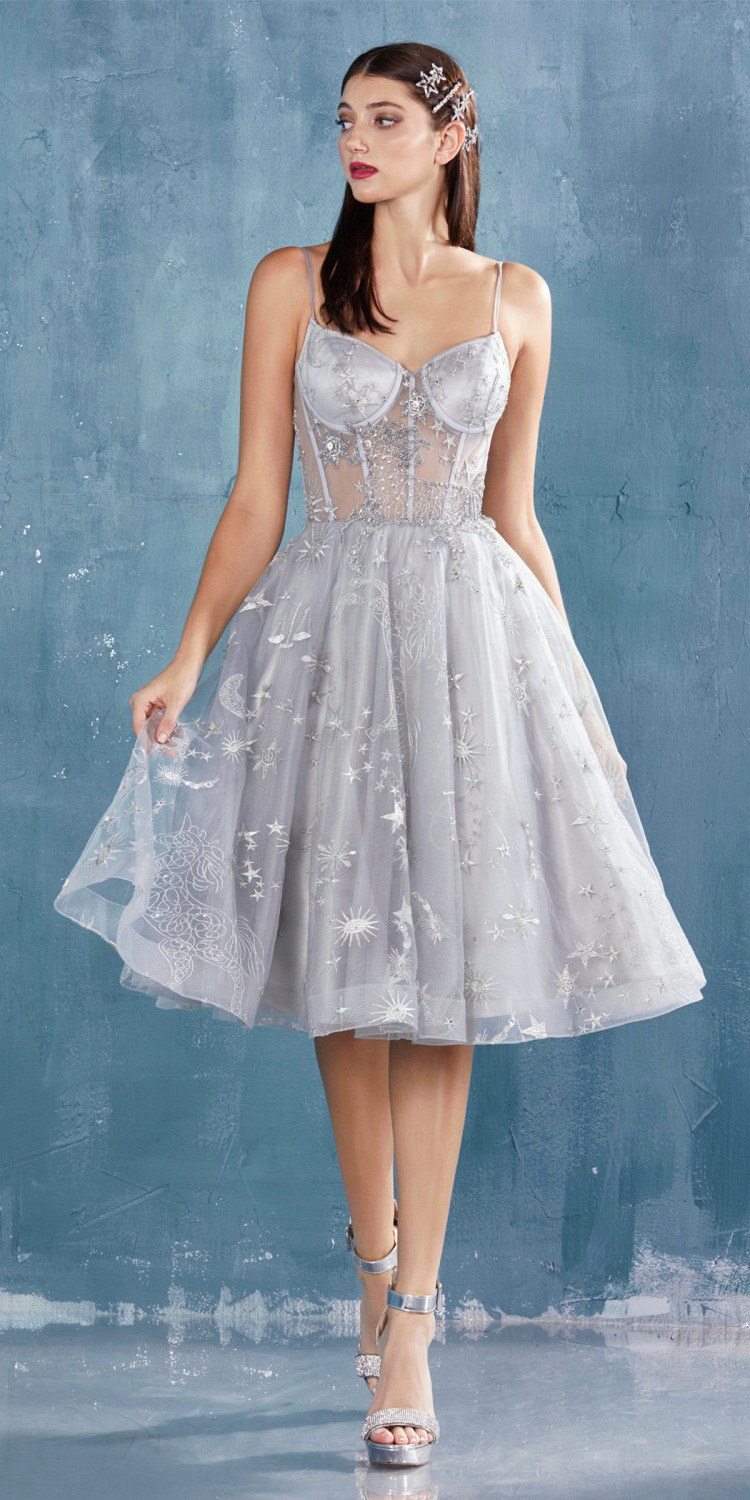 Andrea & Leo A0823 Illusion Bodice Short Prom Dress with Corset Back - Luzilly Bridal & Apparel