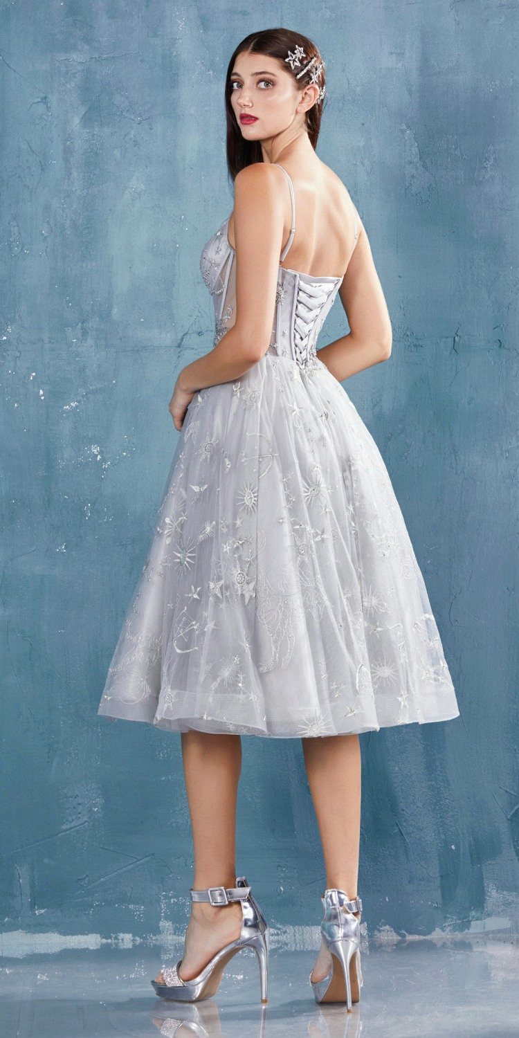 Andrea & Leo A0823 Illusion Bodice Short Prom Dress with Corset Back - Luzilly Bridal & Apparel