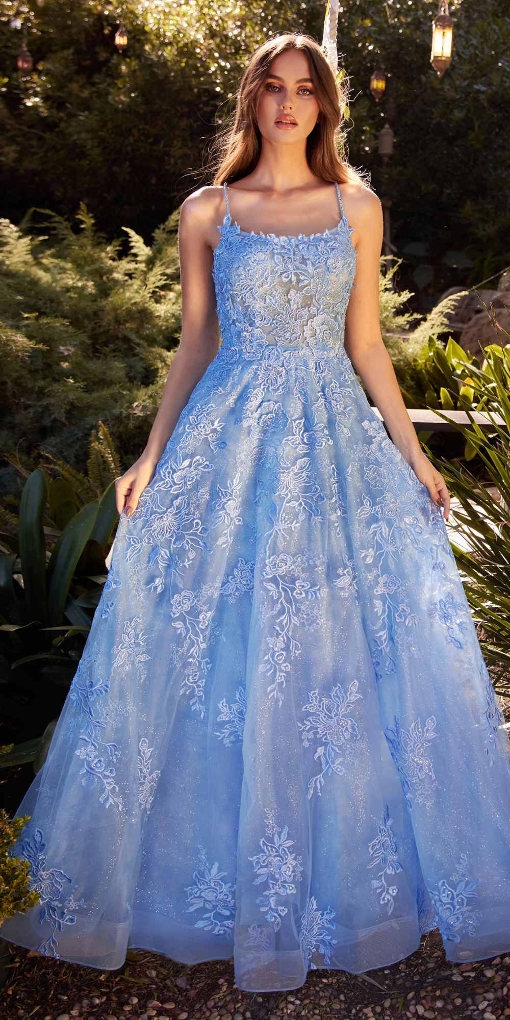 Andrea & Leo A1248 Long Lace Embellished Tulle Skirt A-Line Dress - Luzilly Bridal & Apparel