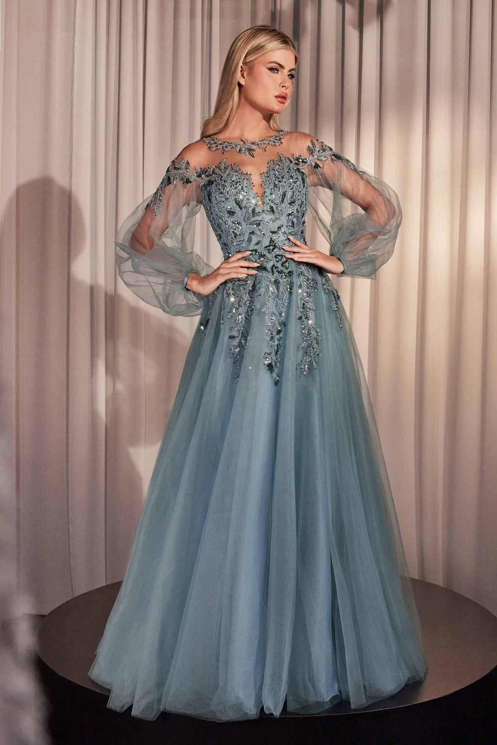 Andrea & Leo A1263 Long Sleeve A-Line Tulle & Lace Gown - Luzilly Bridal & Apparel