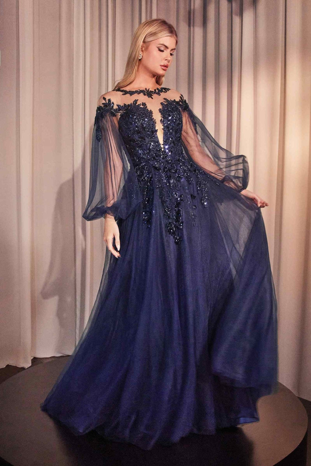 Andrea & Leo A1263 Long Sleeve A-Line Tulle & Lace Gown - Luzilly Bridal & Apparel
