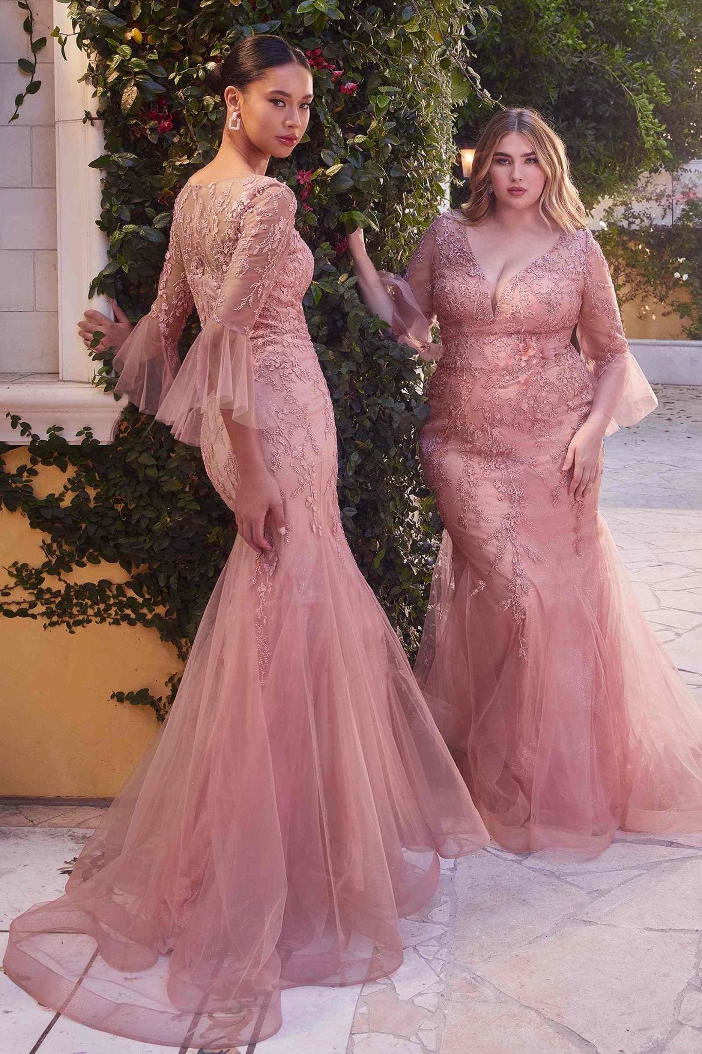 Andrea & Leo A1342 Fitted Lace Mermaid Gown With Trumpet Sleeve Mother of the Bride - Luzilly Bridal & Apparel