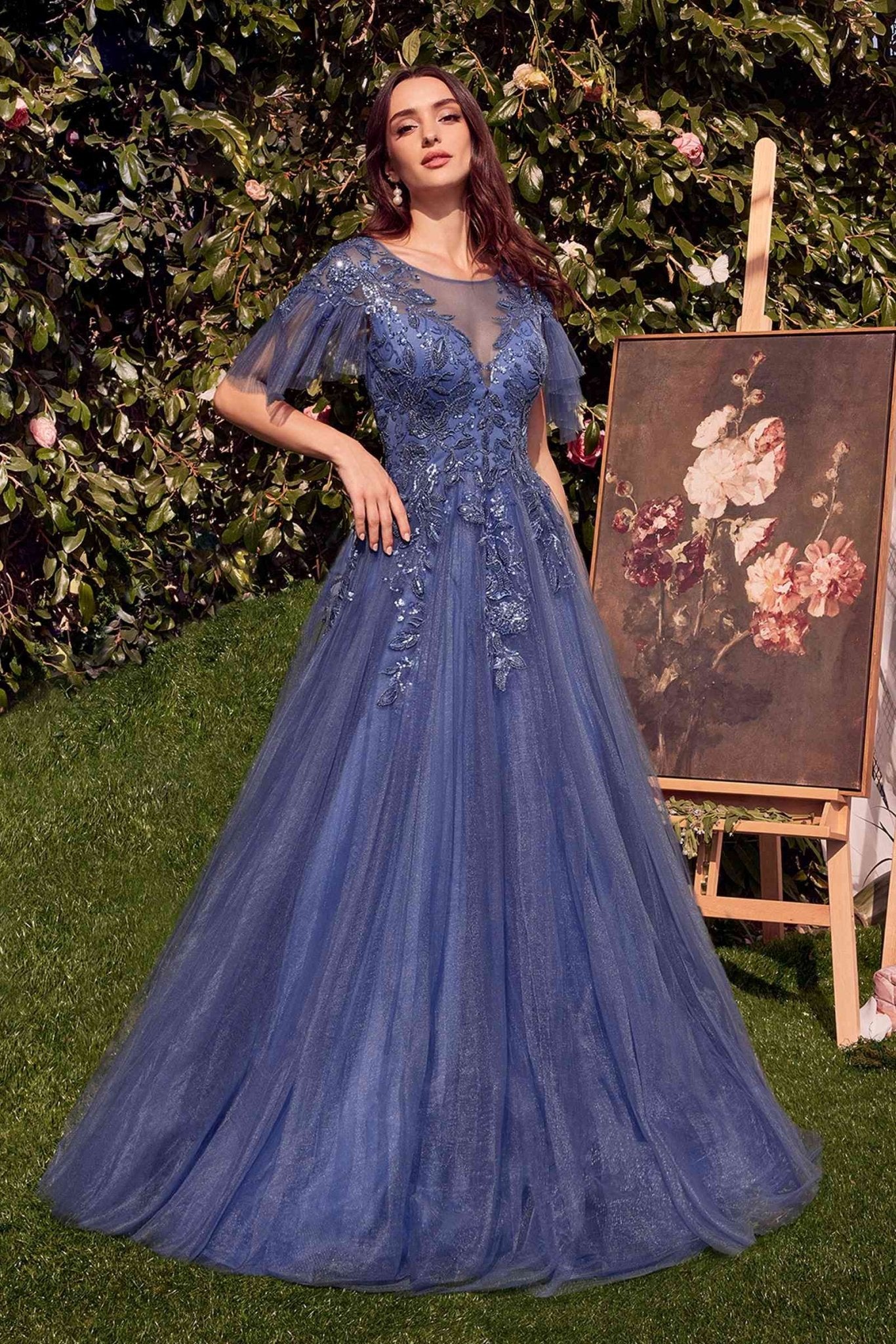 Andrea & Leo A1351 Embellished Lace Layered Tulle Ball Gown - Luzilly Bridal & Apparel