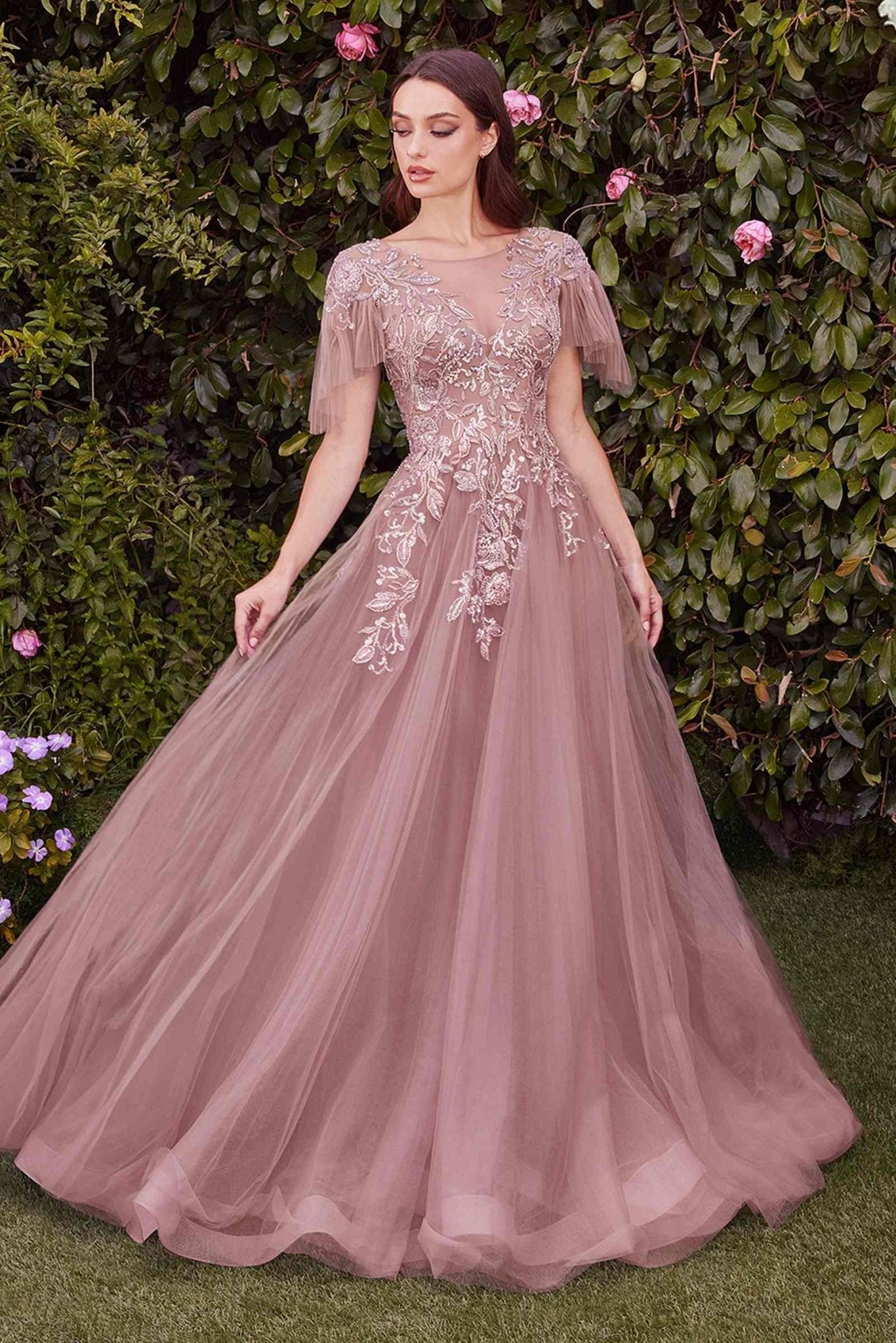 Andrea & Leo A1351 Embellished Lace Layered Tulle Ball Gown - Luzilly Bridal & Apparel