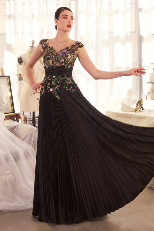 Andrea & Leo A1355 Dress Pleated Satin & Embellished A-Line Gown - Luzilly Bridal & Apparel