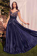 Andrea & Leo A1355 Dress Pleated Satin & Embellished A-Line Gown - Luzilly Bridal & Apparel