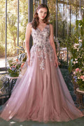 Andrea & Leo A1401 Dress Sequin Bouquet V-Neck Gown - Luzilly Bridal & Apparel