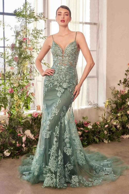 Andrea & Leo A1421 Dress Foliage Beaded Lace Mermaid Gown - Luzilly Bridal & Apparel