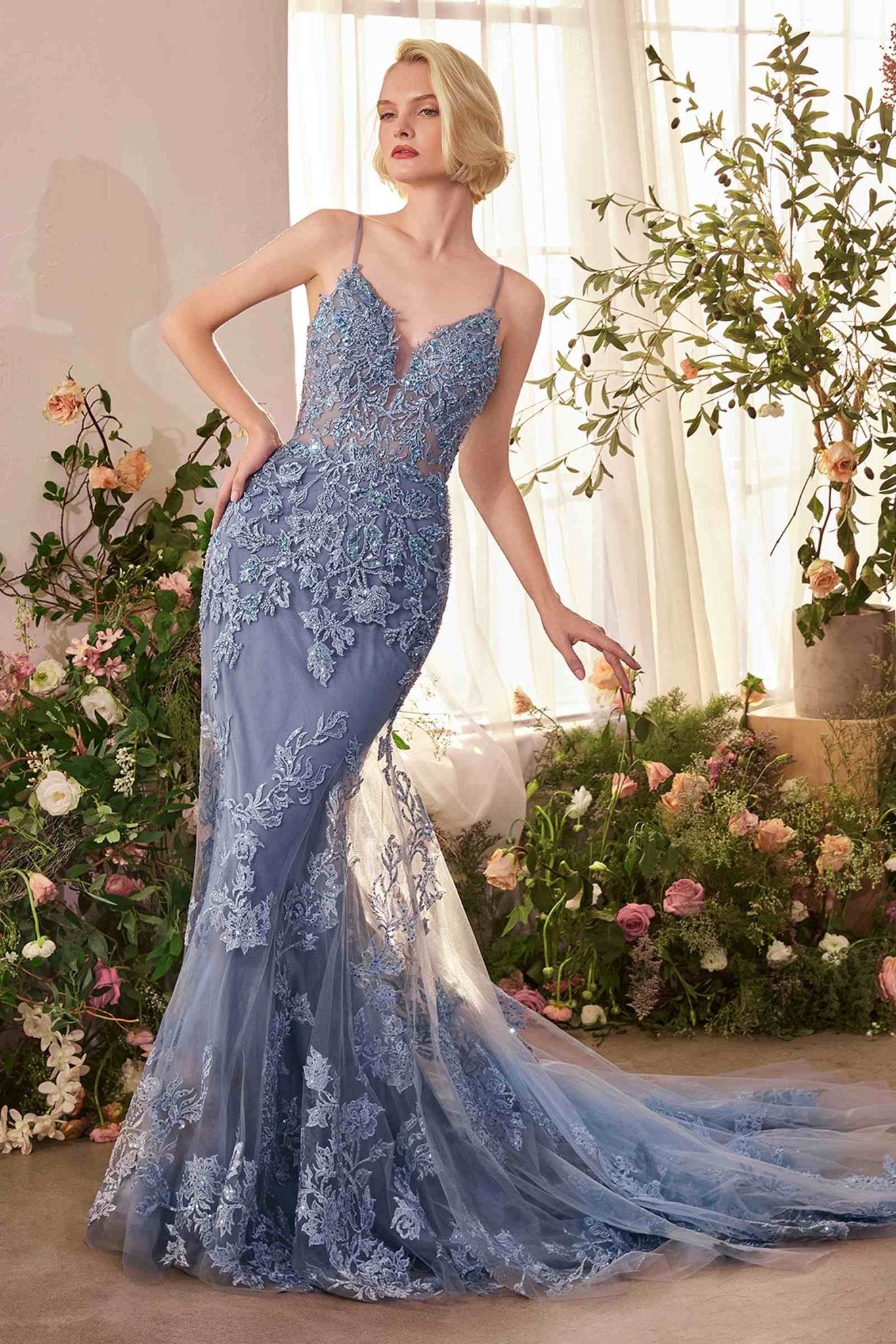 Andrea & Leo A1421 Dress Foliage Beaded Lace Mermaid Gown - Luzilly Bridal & Apparel