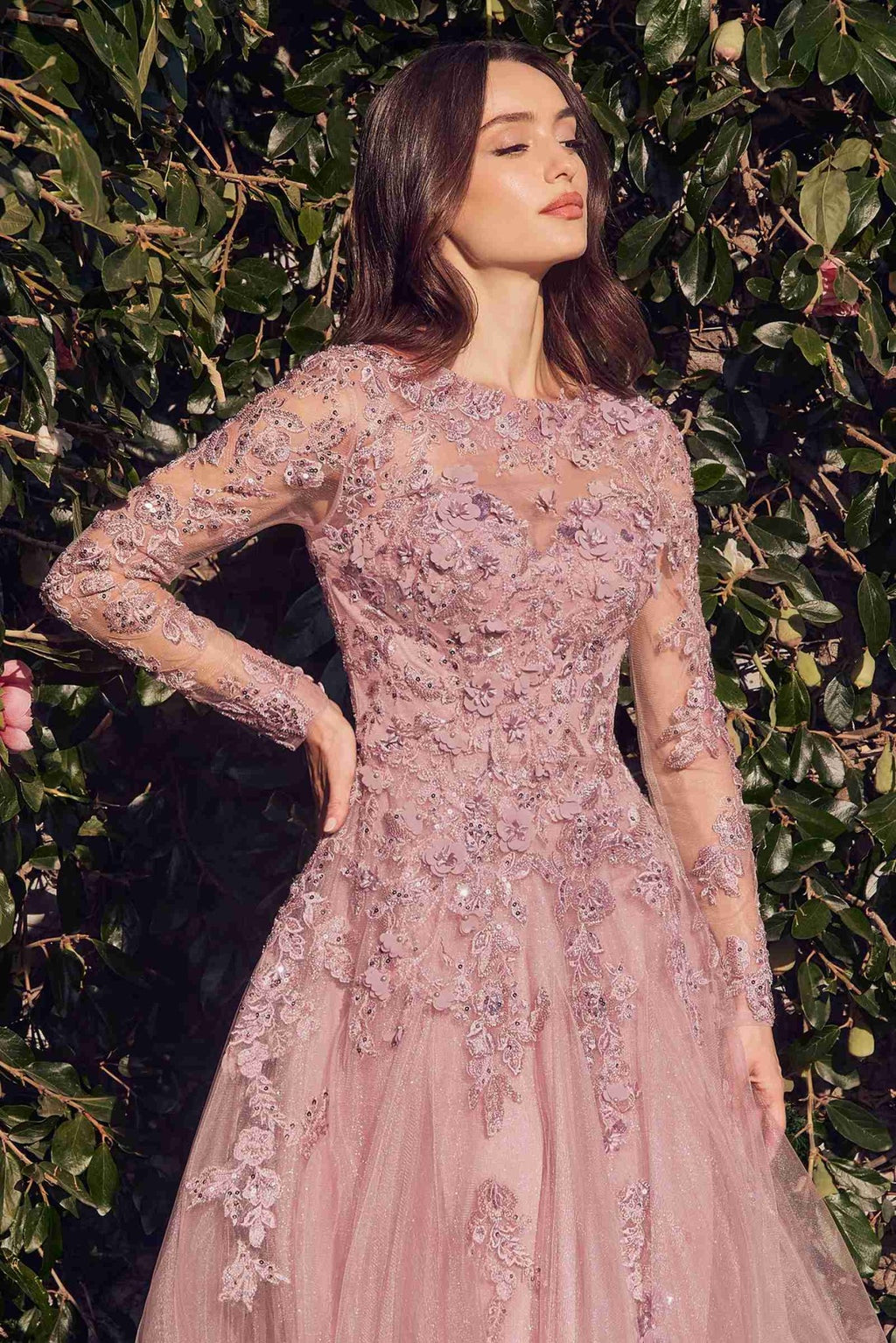 Andrea & Leo MA108 Dress Lace Layered Tulle Long Sleeve Gown - Luzilly Bridal & Apparel