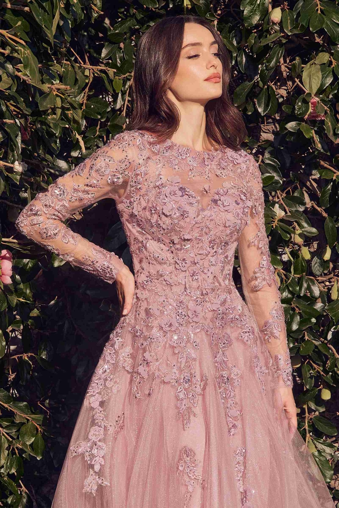 Andrea & Leo MA108 Dress Lace Layered Tulle Long Sleeve Gown - Luzilly Bridal & Apparel
