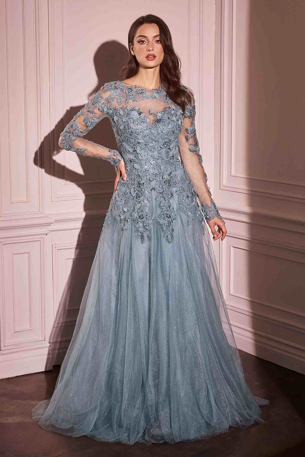 Andrea & Leo MA108 Dress Lace Layered Tulle Long Sleeve Gown - Luzilly Bridal & Apparel