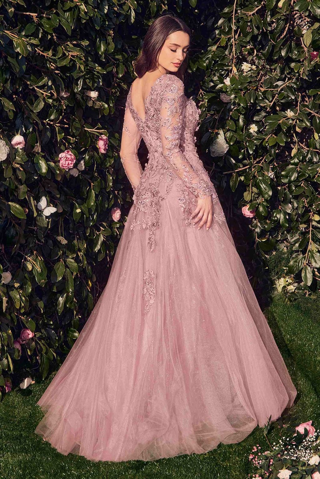 Andrea & Leo MA108 Dress Lace Layered Tulle Long Sleeve Gown - Luzilly Bridal & Apparel