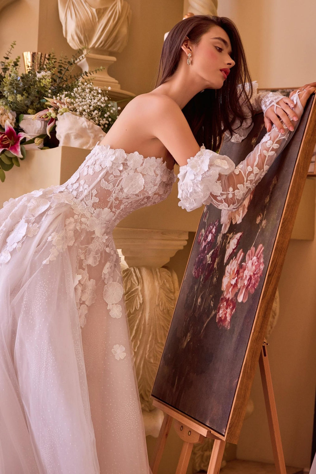 Andrea & Leo WL017 Dress Floral Applique Adorned Strapless Wedding Gown - Luzilly Bridal & Apparel
